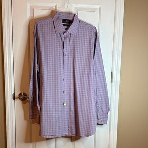 Black Brown 1826 Men's Lavender Check Dress Shirt